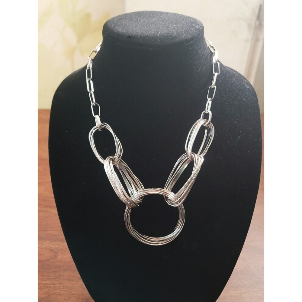 Bold Silver Chain Link Statement Necklace